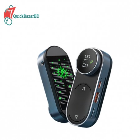 Baseus Solar Car FM Transmitter Modulator Bluetooth 5.0 Wireless MP3 Player USB Car Charger
