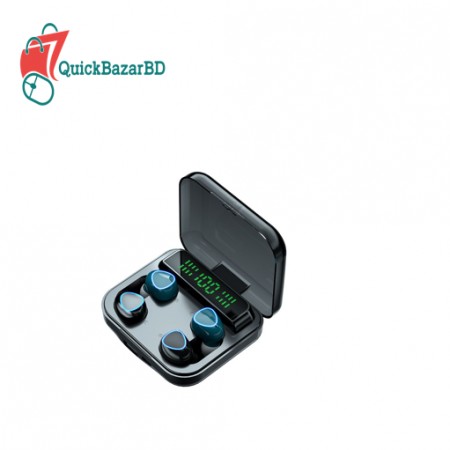 New M22 TWS Couple Wireless Earbuds - HD LED Display With Waterproof Dual Microphone & Power Bank