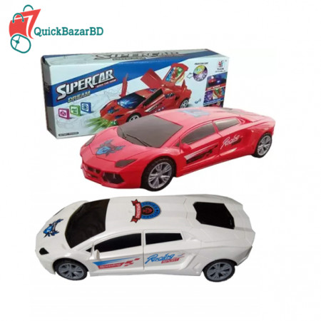 Dream Super Car with 3D Lights, Music, Bump-n-Go & Rotation Action (Red, White)