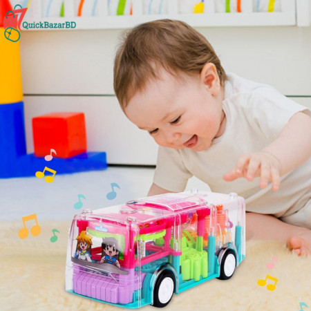360 Degree Rotating Stunt Car Bus Bump and Go Toy With 4D Light, Dancing Toy, Battery Operated Toy