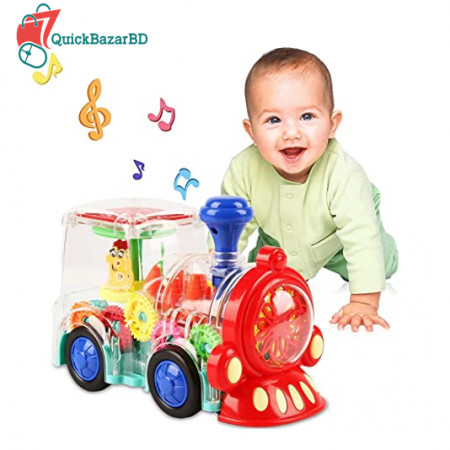 FElectric Transparent Shell Gear Train With LED Coloring Light Toy For Kids