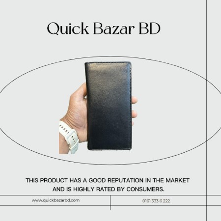 Leather Smart Long Wallet Black QL06