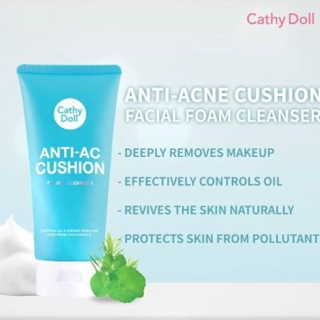 Cathy doll anti acne anti acne cushion facial foam cleanser 120ml