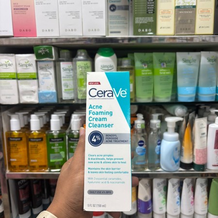 CeraVe Acne Foaming Cream Cleanser With 4% Benzoyl Peroxide-150ml