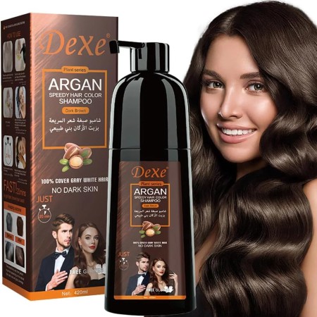 Dexe Dark Brown Argan Speedy Hair Color Shampoo-420ml