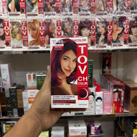 TOVCH COLOR Cream Hair Dye – Shade 7.45 Wine Red (80ml × 2)